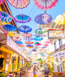 Umbrella Street on Pub Street in Siem Reap, Cambodia