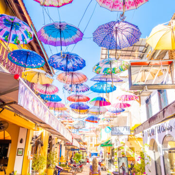 Umbrella Street on Pub Street in Siem Reap, Cambodia