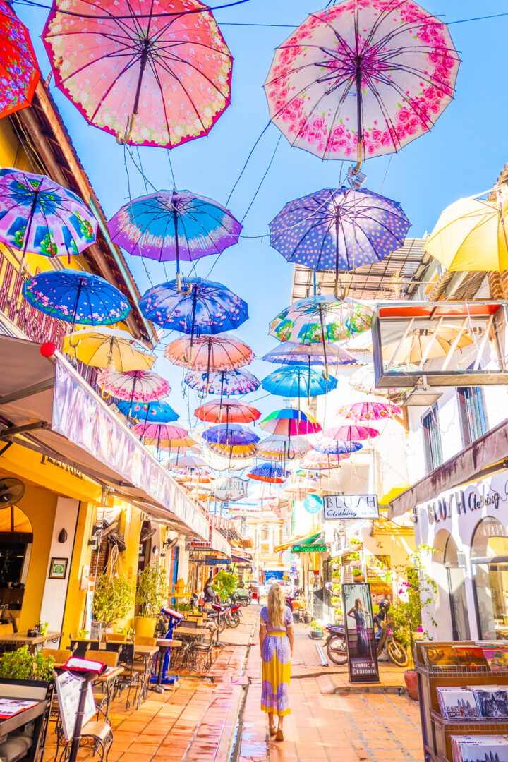 Umbrella Street on Pub Street in Siem Reap, Cambodia