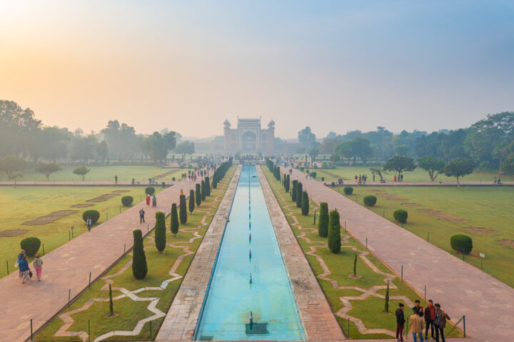 View of the gardens from the terrace of the Taj Mahal