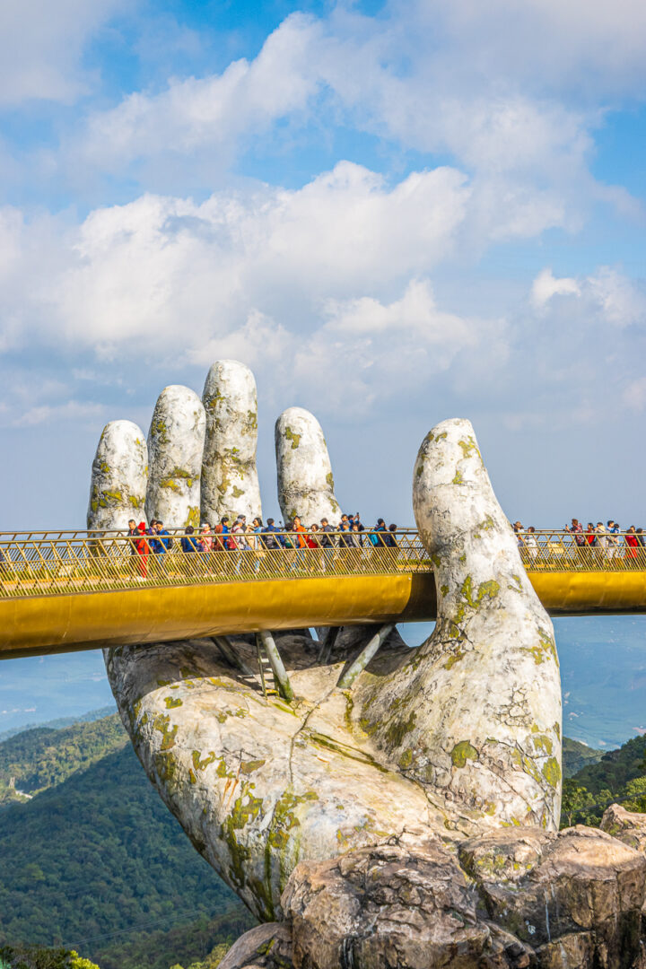 right hand of the golden hands bridge at ba na hills in vietnam