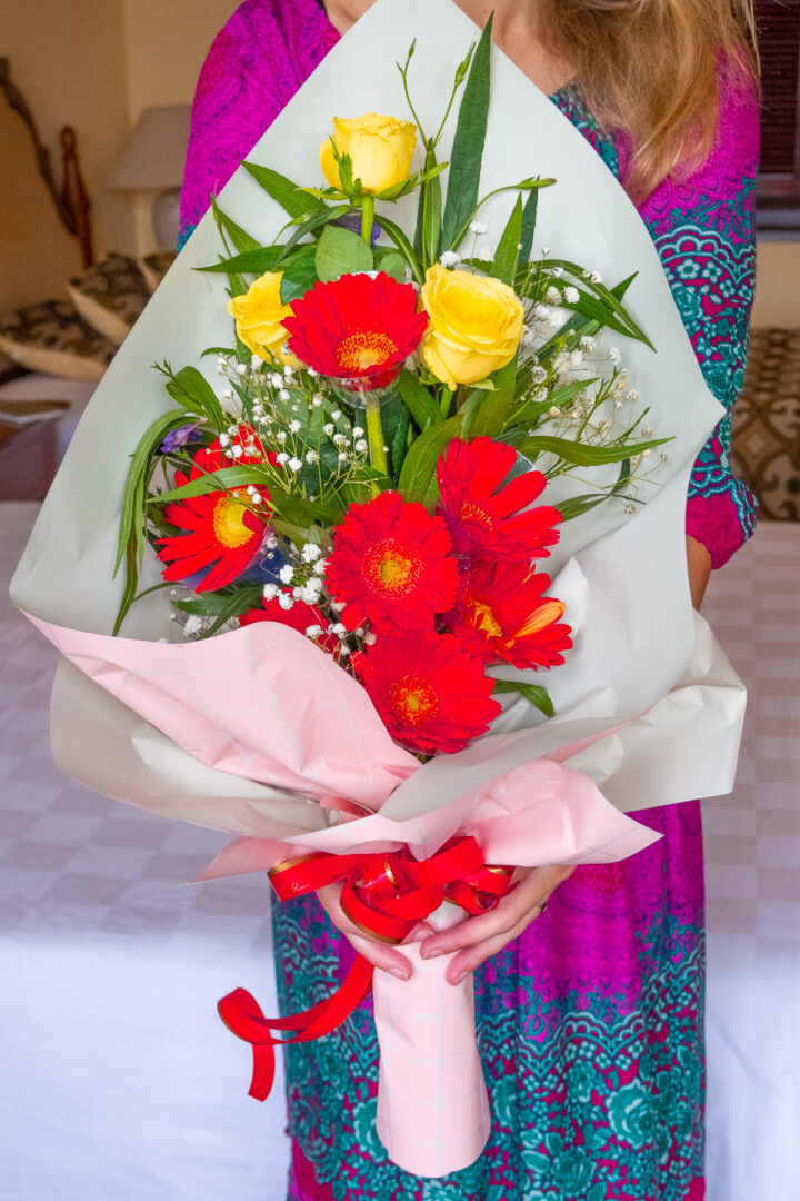 red and yellow flowers