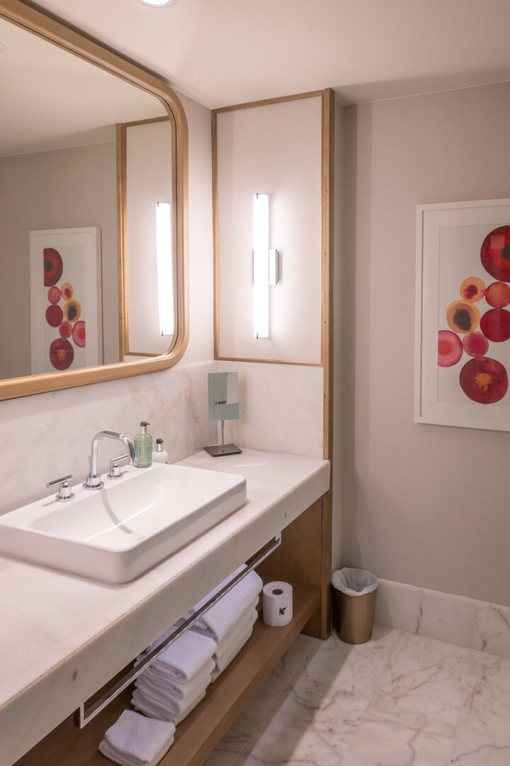 hotel bathroom with counterspace