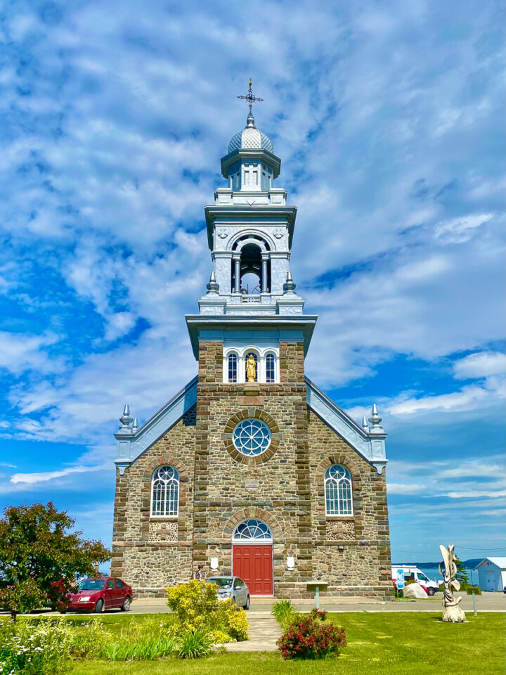 small catholic church on the beach in sainte-luce