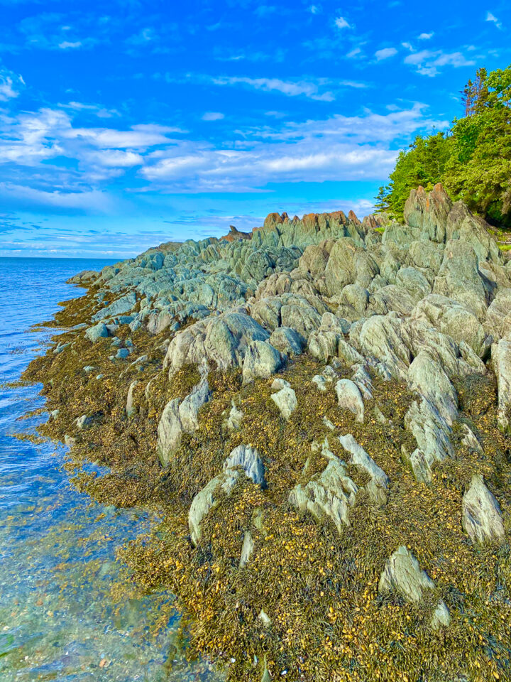 rock formations on the beach at Bic National Park in Gaspesie