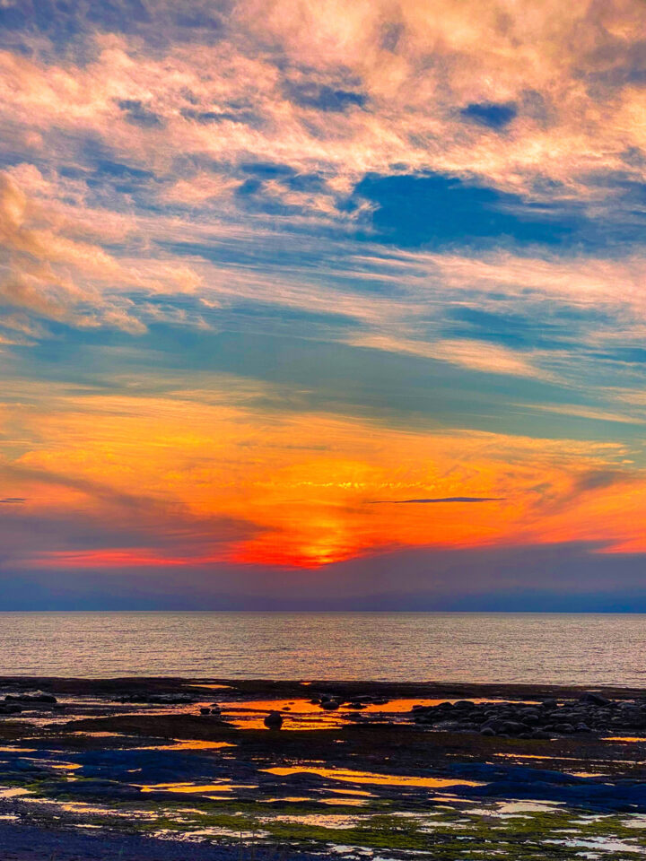 sunset over the Saint Lawrence River in Gaspesie