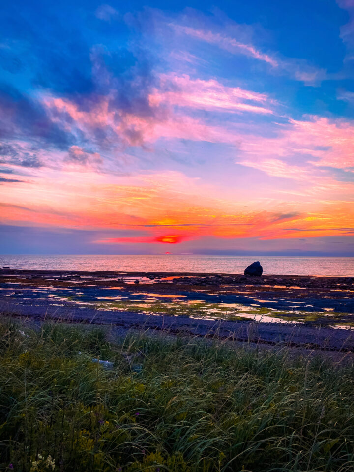 sunset over the Saint Lawrence River in Gaspesie