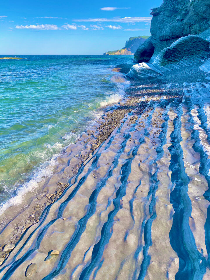 Natural rock staircase at Cap Bon Ami in Forillon National Park in Gaspesie