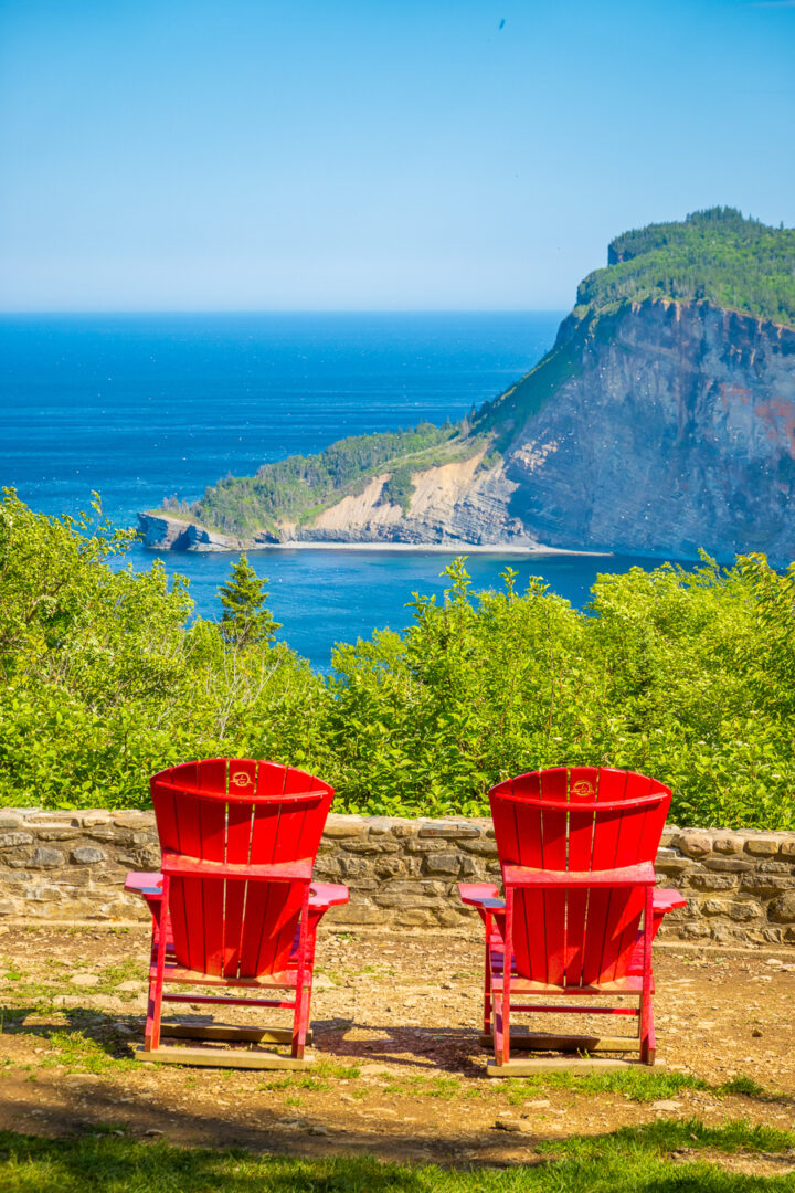 Red Chairs at Forillon National Park in Gaspesie