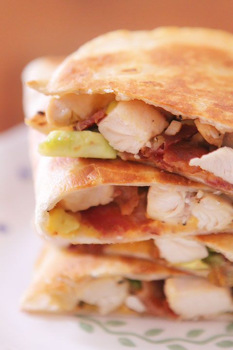 Cheesy Chicken, Bacon, & Avocado Quesadillas